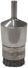 Weiler - 180 Grit, 1" Brush Diam, Crimped, End Brush - Very Fine Grade, 1/4" Diam Shank, 10,000 Max RPM - Benchmark Tooling