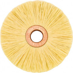 Weiler - 3" OD, 1/2" Arbor Hole, Natural Fiber Wheel Brush - 1/2" Face Width, 1" Trim Length, 20,000 RPM - Benchmark Tooling