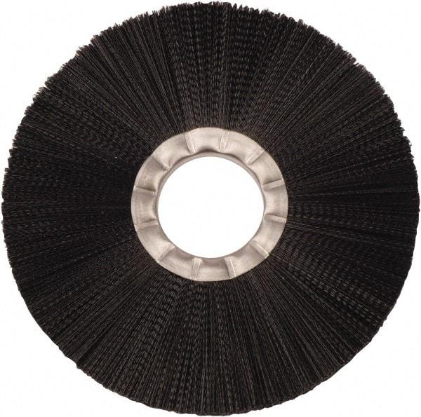 Weiler - 8" OD, 2" Arbor Hole, Nylon Wheel Brush - 3/4" Face Width, 2-1/2" Trim Length, 0.02" Filament Diam, 5,000 RPM - Benchmark Tooling