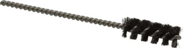 Weiler - 1" Long x 3/8" Diam Steel Tube Brush - Single Spiral, 3-1/2" OAL, 0.004" Wire Diam, 1/8" Shank Diam - Benchmark Tooling