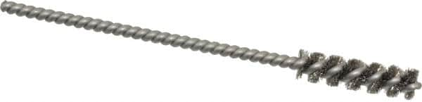 Weiler - 1/4" Diam Helical Stainless Steel Tube Brush - 0.004" Filament Diam, 1" Brush Length, 3-1/2" OAL, 1/8" Diam Stainless Steel Shank - Benchmark Tooling