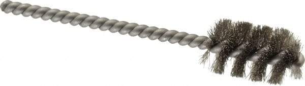 Weiler - 5/8" Diam Helical Stainless Steel Tube Brush - 0.005" Filament Diam, 1" Brush Length, 3-1/2" OAL, 3/16" Diam Stainless Steel Shank - Benchmark Tooling