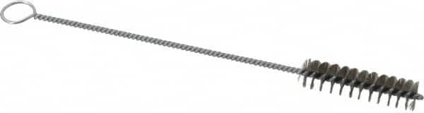 Weiler - 2" Long x 1/2" Diam Steel Hand Tube Brush - Single Spiral, 8" OAL, 0.004" Wire Diam, 1/8" Shank Diam - Benchmark Tooling