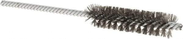 Weiler - 1/2" Diam Helical Steel Tube Brush - Double Spiral, 0.004" Filament Diam, 2" Brush Length, 5" OAL, 5/32" Diam Shank - Benchmark Tooling