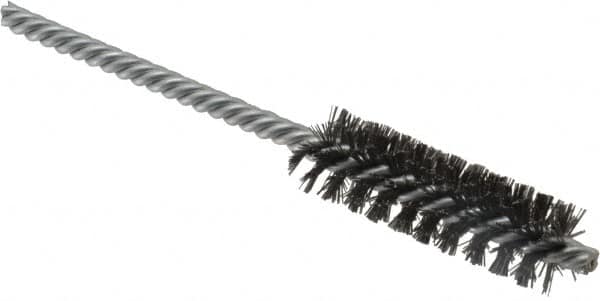 Weiler - 5/8" Diam Helical Steel Tube Brush - Double Spiral, 0.008" Filament Diam, 2" Brush Length, 5" OAL, 7/32" Diam Shank - Benchmark Tooling