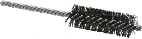 Weiler - 7/8" Diam Helical Steel Tube Brush - Double Spiral, 0.0104" Filament Diam, 2-1/2" Brush Length, 5-1/2" OAL, 1/4" Diam Shank - Benchmark Tooling