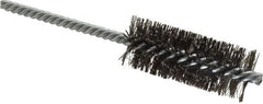 Weiler - 1" Diam Helical Steel Tube Brush - Double Spiral, 0.0104" Filament Diam, 2-1/2" Brush Length, 5-1/2" OAL, 1/4" Diam Shank - Benchmark Tooling