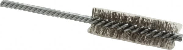 Weiler - 3/4" Diam Helical Stainless Steel Tube Brush - Double Spiral, 0.0104" Filament Diam, 2-1/2" Brush Length, 5-1/2" OAL, 1/4" Diam Shank - Benchmark Tooling