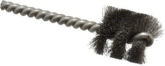 Weiler - 1" Diam Helical Steel Tube Brush - 0.005" Filament Diam, 1" Brush Length, 3-1/2" OAL, 1/4" Diam Stainless Steel Shank - Benchmark Tooling