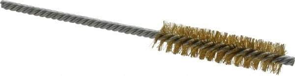 Weiler - 1/2" Diam Helical Brass Tube Brush - Double Spiral, 0.006" Filament Diam, 2" Brush Length, 5" OAL, 5/32" Diam Shank - Benchmark Tooling