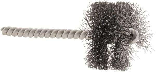 Weiler - 1-1/2" Diam Helical Steel Tube Brush - 0.008" Filament Diam, 1" Brush Length, 3-1/2" OAL, 1/4" Diam Stainless Steel Shank - Benchmark Tooling