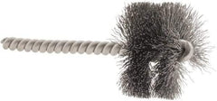Weiler - 1-1/2" Diam Helical Steel Tube Brush - 0.008" Filament Diam, 1" Brush Length, 3-1/2" OAL, 1/4" Diam Stainless Steel Shank - Benchmark Tooling