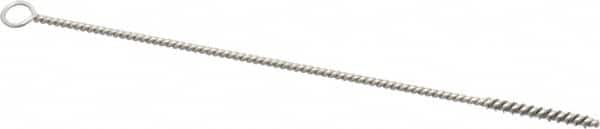 Weiler - 1" Long x 1/8" Diam Steel Hand Tube Brush - Single Spiral, 6" OAL, 0.003" Wire Diam, 3/32" Shank Diam - Benchmark Tooling