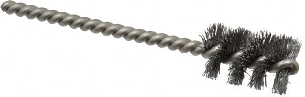 Weiler - 5/8" Diam Helical Steel Tube Brush - 0.008" Filament Diam, 1" Brush Length, 3-1/2" OAL, 3/16" Diam Stainless Steel Shank - Benchmark Tooling