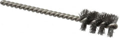 Weiler - 5/8" Diam Helical Steel Tube Brush - 0.008" Filament Diam, 1" Brush Length, 3-1/2" OAL, 3/16" Diam Stainless Steel Shank - Benchmark Tooling