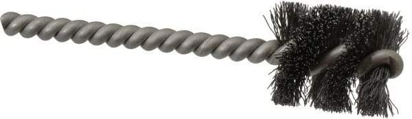 Weiler - 7/8" Diam Helical Steel Tube Brush - 0.008" Filament Diam, 1" Brush Length, 3-1/2" OAL, 7/32" Diam Stainless Steel Shank - Benchmark Tooling