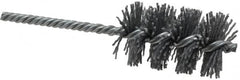 Weiler - 1-1/2" Diam Helical Nylon Tube Brush - Single Spiral, 0.04" Filament Diam, 2-1/2" Brush Length, 5-1/2" OAL, 1/4" Diam Shank - Benchmark Tooling