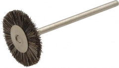 Weiler - 3/4" OD, 3/32" Shank Diam, Hair Wheel Brush - 3/16" Trim Length, 37,000 RPM - Benchmark Tooling