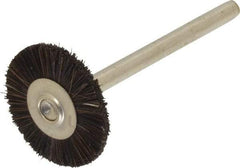 Weiler - 3/4" OD, 1/8" Shank Diam, Hair Wheel Brush - 3/16" Trim Length, 0.003" Filament Diam, 37,000 RPM - Benchmark Tooling