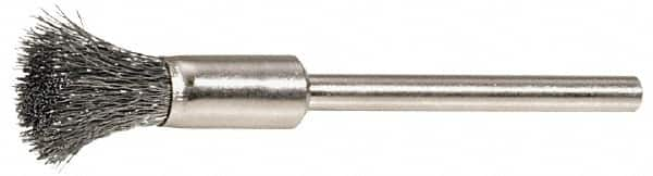 Weiler - 3/16" Brush Diam, Crimped, End Brush - 3/32" Diam Shank, 37,000 Max RPM - Benchmark Tooling