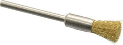 Weiler - 1/4" Brush Diam, Crimped, End Brush - 1/8" Diam Shank, 37,000 Max RPM - Benchmark Tooling