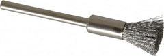 Weiler - 1/4" Brush Diam, Crimped, End Brush - 1/8" Diam Shank, 37,000 Max RPM - Benchmark Tooling