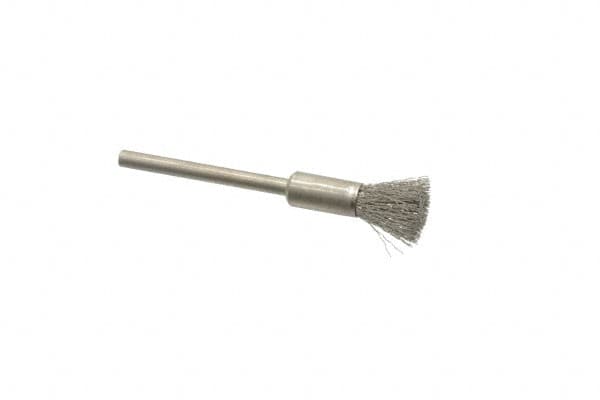 Weiler - 1/4" Brush Diam, Crimped, End Brush - 1/8" Diam Shank, 37,000 Max RPM - Benchmark Tooling