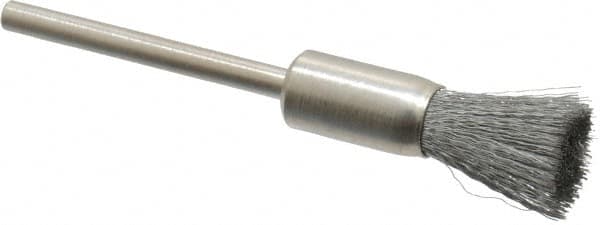 Weiler - 5/16" Brush Diam, Crimped, End Brush - 1/8" Diam Shank, 25,000 Max RPM - Benchmark Tooling