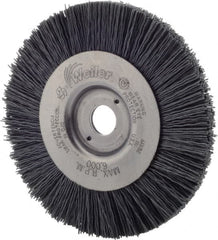 Weiler - 4" OD, 1/2" Arbor Hole, Nylon Wheel Brush - 1/2" Face Width, 7/8" Trim Length, 0.022" Filament Diam, 6,000 RPM - Benchmark Tooling