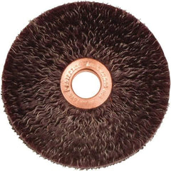 Weiler - 3" OD, 1/2" Arbor Hole, Crimped Steel Wheel Brush - 1/4" Face Width, 1" Trim Length, 0.0118" Filament Diam, 20,000 RPM - Benchmark Tooling
