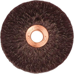 Weiler - 3" OD, 1/2" Arbor Hole, Crimped Steel Wheel Brush - 1/4" Face Width, 1" Trim Length, 0.014" Filament Diam, 20,000 RPM - Benchmark Tooling