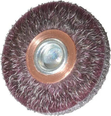 Weiler - 2" OD, 1/4" Shank Diam, Crimped Steel Wheel Brush - 1/4" Face Width, 1/2" Trim Length, 0.0118" Filament Diam, 20,000 RPM - Benchmark Tooling