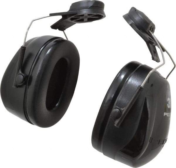 3M - Hard Hat Cap Mounted Black PVC Cushion Earmuffs - 25 NRR Rating - Benchmark Tooling