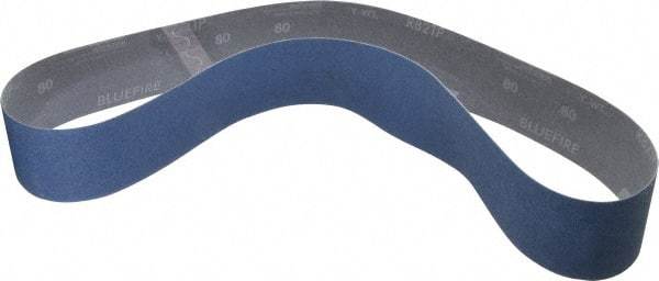 Norton - 2-1/2" Wide x 48" OAL, 80 Grit, Zirconia Alumina Abrasive Belt - Zirconia Alumina, Medium, Coated, Y Weighted Cloth Backing, Series R821 - Benchmark Tooling