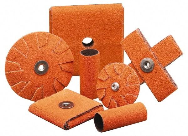 Merit Abrasives - 60 Grit, Medium Grade, Ceramic Square Pad - 2" Long x 2" Wide x 1/2" Thick, Cloth Backed, X Backing Weight, 6 Ply, 18,000 Max RPM - Benchmark Tooling