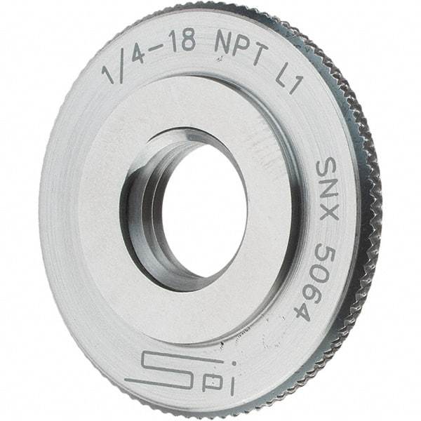 SPI - 1/4-18 Thread, Oil Hardened Non-Shrinking Steel (OHNS), Class L1, Ring Pipe Thread Gage - NPT Thread - Benchmark Tooling