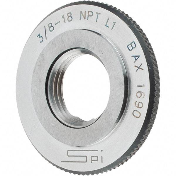 SPI - 3/8-18 Thread, Oil Hardened Non-Shrinking Steel (OHNS), Class L1, Ring Pipe Thread Gage - NPT Thread - Benchmark Tooling