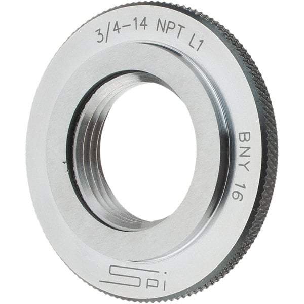 SPI - 3/4-14 Thread, Oil Hardened Non-Shrinking Steel (OHNS), Class L1, Ring Pipe Thread Gage - NPT Thread - Benchmark Tooling