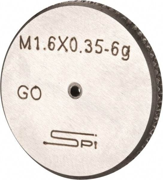 SPI - M1.6x0.35 Go Single Ring Thread Gage - Class 6G, Oil Hardened Nonshrinking Steel (OHNS), NPL Traceability Certification Included - Benchmark Tooling