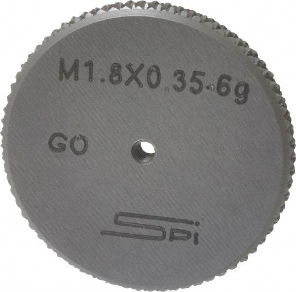 SPI - M1.8x0.35 Go Single Ring Thread Gage - Class 6G, Oil Hardened Nonshrinking Steel (OHNS), NPL Traceability Certification Included - Benchmark Tooling