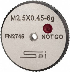 SPI - M2.5x0.45 No Go Single Ring Thread Gage - Class 6G, Oil Hardened Nonshrinking Steel (OHNS), NPL Traceability Certification Included - Benchmark Tooling