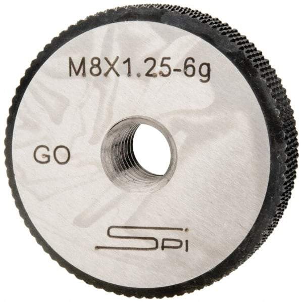 SPI - M8x1.25 Go Single Ring Thread Gage - Class 6G, Oil Hardened Nonshrinking Steel (OHNS), NPL Traceability Certification Included - Benchmark Tooling