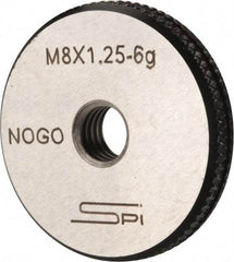 SPI - M8x1.25 No Go Single Ring Thread Gage - Class 6G, Oil Hardened Nonshrinking Steel (OHNS), NPL Traceability Certification Included - Benchmark Tooling