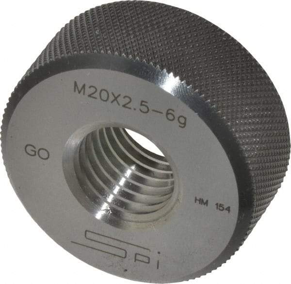 SPI - M20x2.5 Go Single Ring Thread Gage - Class 6G, Oil Hardened Nonshrinking Steel (OHNS), NPL Traceability Certification Included - Benchmark Tooling