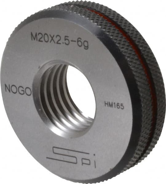 SPI - M20x2.5 No Go Single Ring Thread Gage - Class 6G, Oil Hardened Nonshrinking Steel (OHNS), NPL Traceability Certification Included - Benchmark Tooling