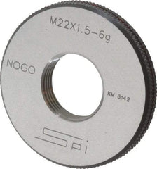 SPI - M22x1.5 No Go Single Ring Thread Gage - Class 6G, Oil Hardened Nonshrinking Steel (OHNS), NPL Traceability Certification Included - Benchmark Tooling