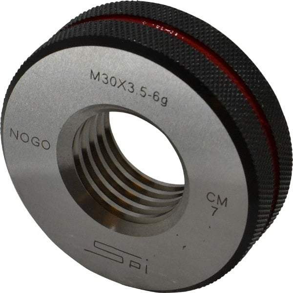 SPI - M30x3.5 No Go Single Ring Thread Gage - Class 6G, Oil Hardened Nonshrinking Steel (OHNS), NPL Traceability Certification Included - Benchmark Tooling