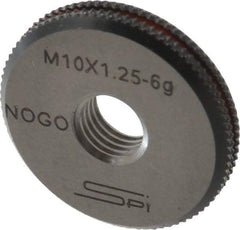 SPI - M10x1.25 No Go Single Ring Thread Gage - Class 6G, Oil Hardened Nonshrinking Steel (OHNS), NPL Traceability Certification Included - Benchmark Tooling