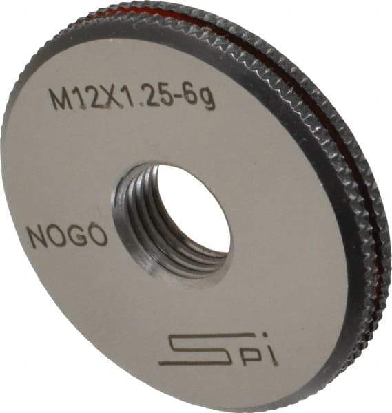 SPI - M12x1.25 No Go Single Ring Thread Gage - Class 6G, Oil Hardened Nonshrinking Steel (OHNS), NPL Traceability Certification Included - Benchmark Tooling