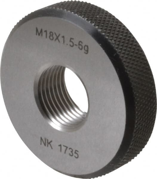 SPI - M18x1.5 Go Single Ring Thread Gage - Class 6G, Oil Hardened Nonshrinking Steel (OHNS), NPL Traceability Certification Included - Benchmark Tooling